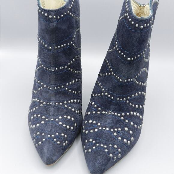 Joe's Scout‎ Studded Ankle Booties Navy Blue Suede Leather Spike Heel Stiletto - Picture 12 of 13